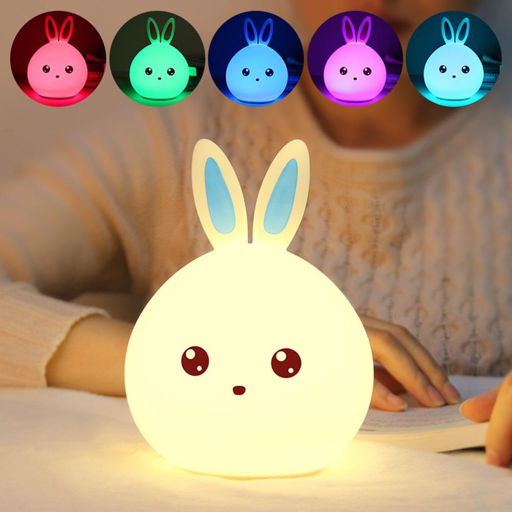 Tech Gimmicks Lighting LED Bunny Rabbit Night Light Bedside Lamp With Remote Control