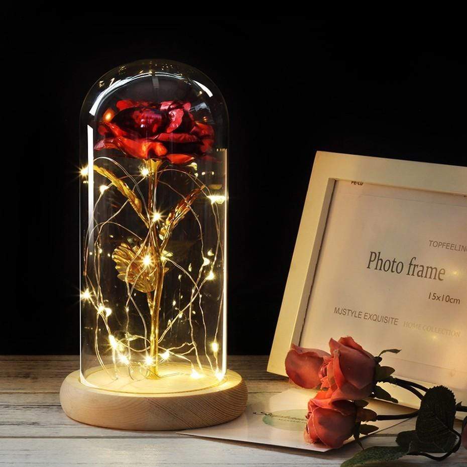 Tech Gimmicks Lighting Enchanted Beauty And Beast Rose In Glass LED