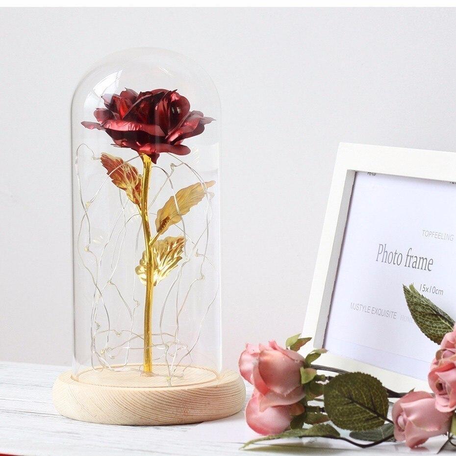 Tech Gimmicks Lighting Enchanted Beauty And Beast Rose In Glass LED