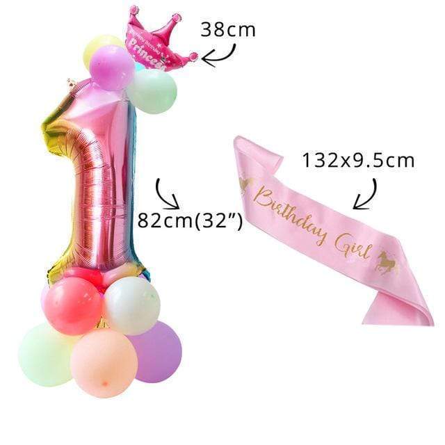 Tech Gimmicks party style 19 Unicorn Headband with Sash Satin Silk Sash Girl 1st One Year Birthday Party Decoration Unicorn Party Baby Shower Birthday Girl