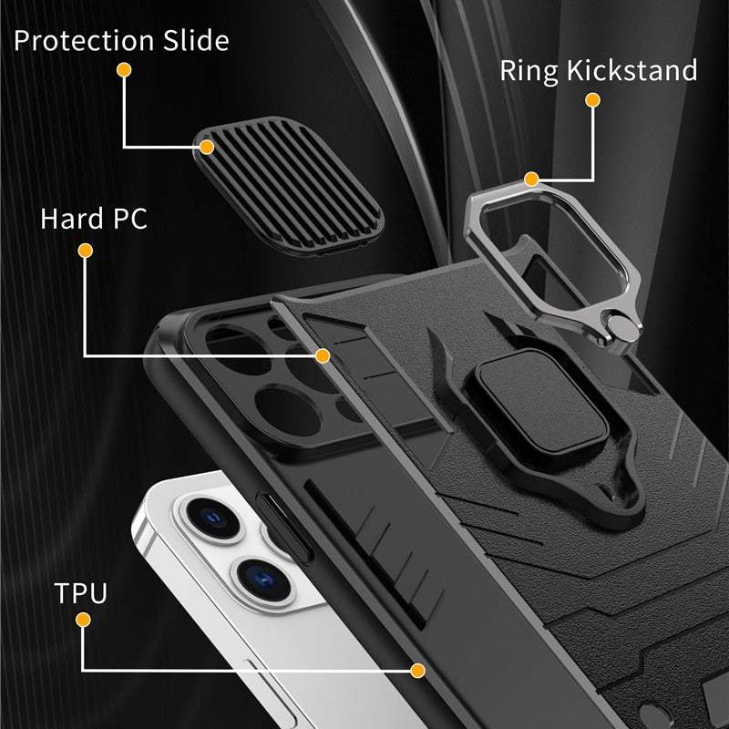 Armour Shockproof Phone Case For iPhones Magnetic Ring Holder Back Cover