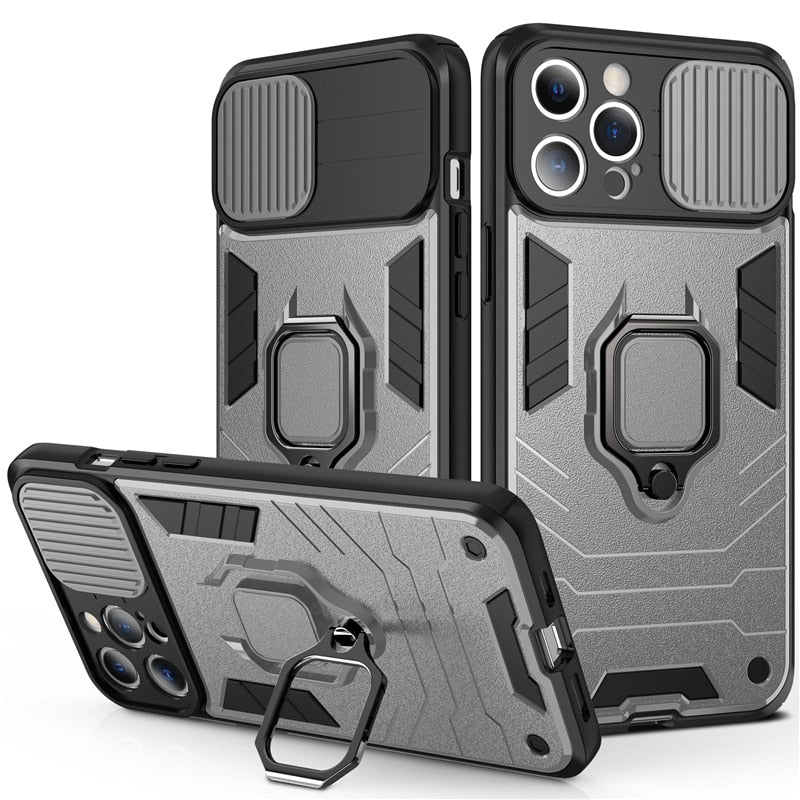 Armour Shockproof Phone Case For iPhones Magnetic Ring Holder Back Cover