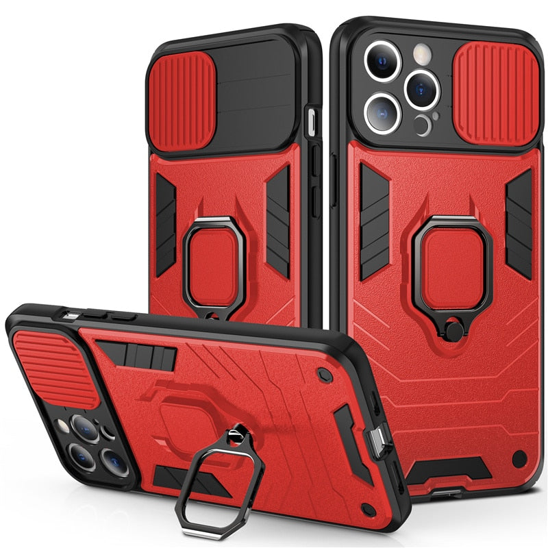 Armour Shockproof Phone Case For iPhones Magnetic Ring Holder Back Cover