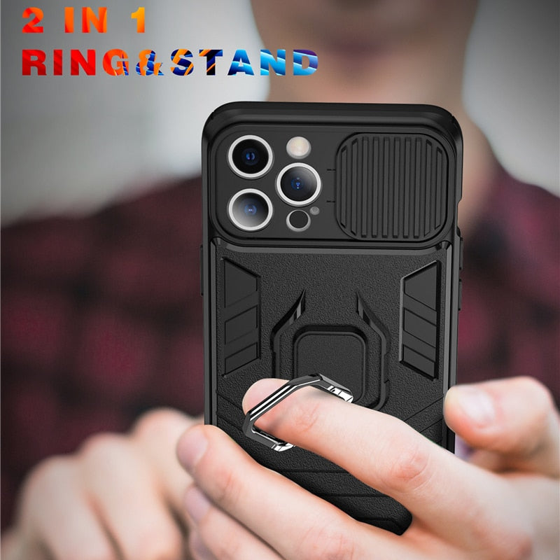 Armour Shockproof Phone Case For iPhones Magnetic Ring Holder Back Cover