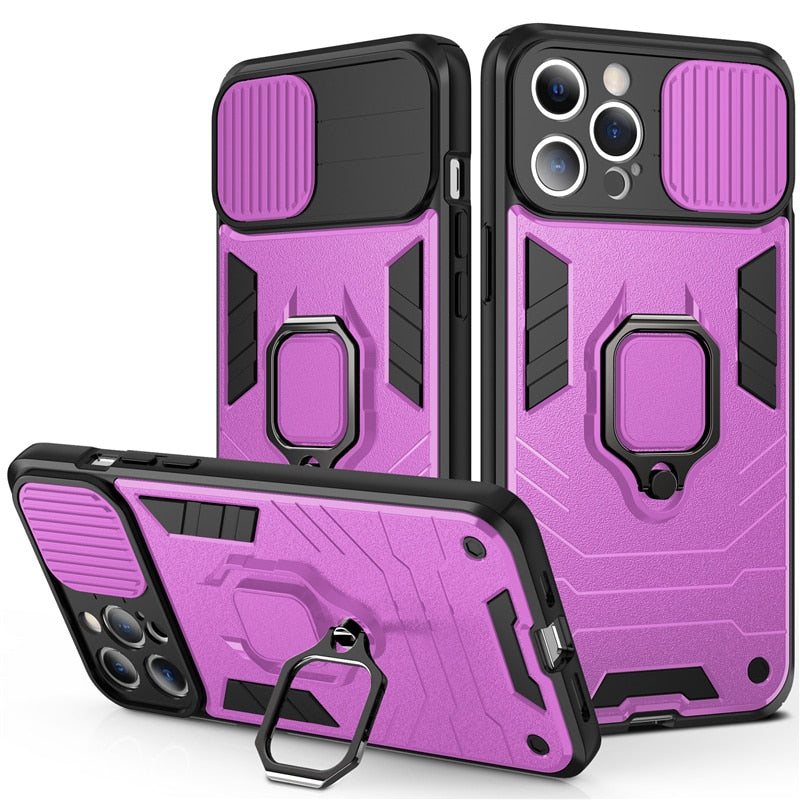 Armour Shockproof Phone Case For iPhones Magnetic Ring Holder Back Cover