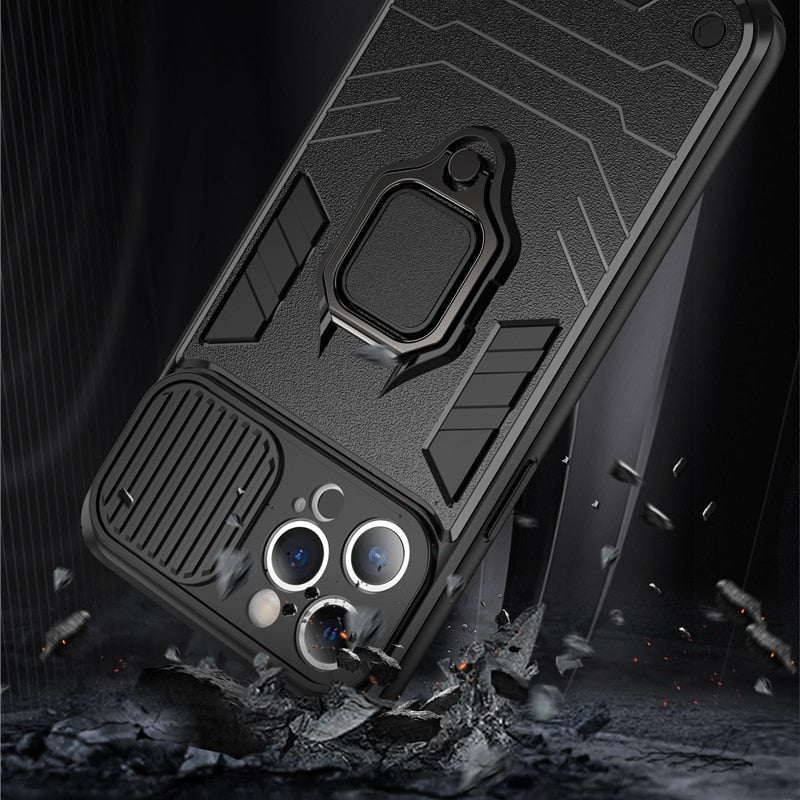 Armour Shockproof Phone Case For iPhones Magnetic Ring Holder Back Cover